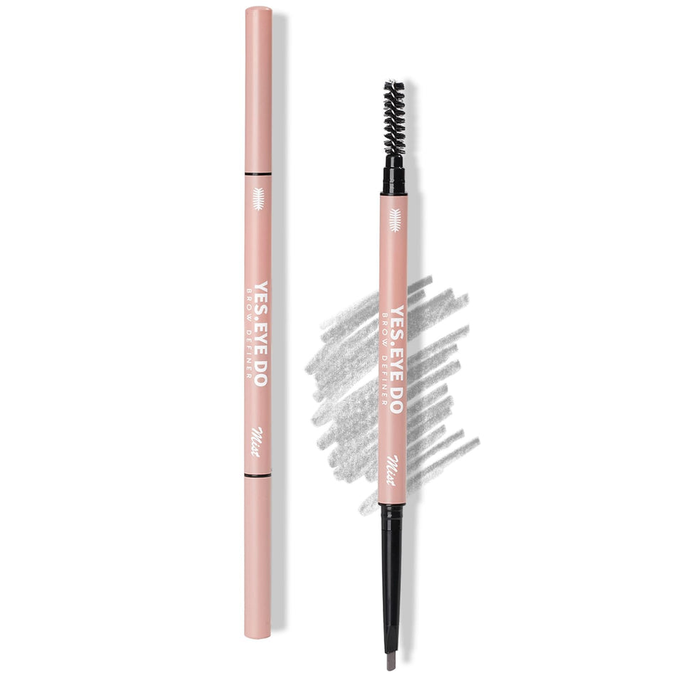 YES.EYE DO front packaging showing light grey brow pencil, easy identification benefit