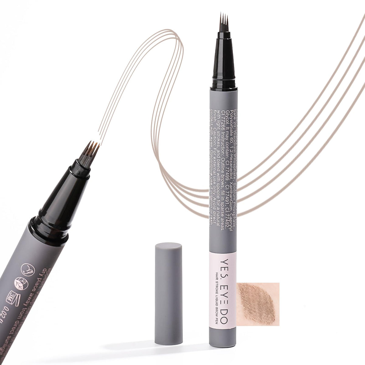 YES.EYE DO front view of pencil showing slim gray barrel and cap for easy control