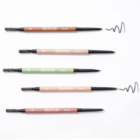 YES.EYE DO model applying pencil by mirror for quick everyday touch-up
