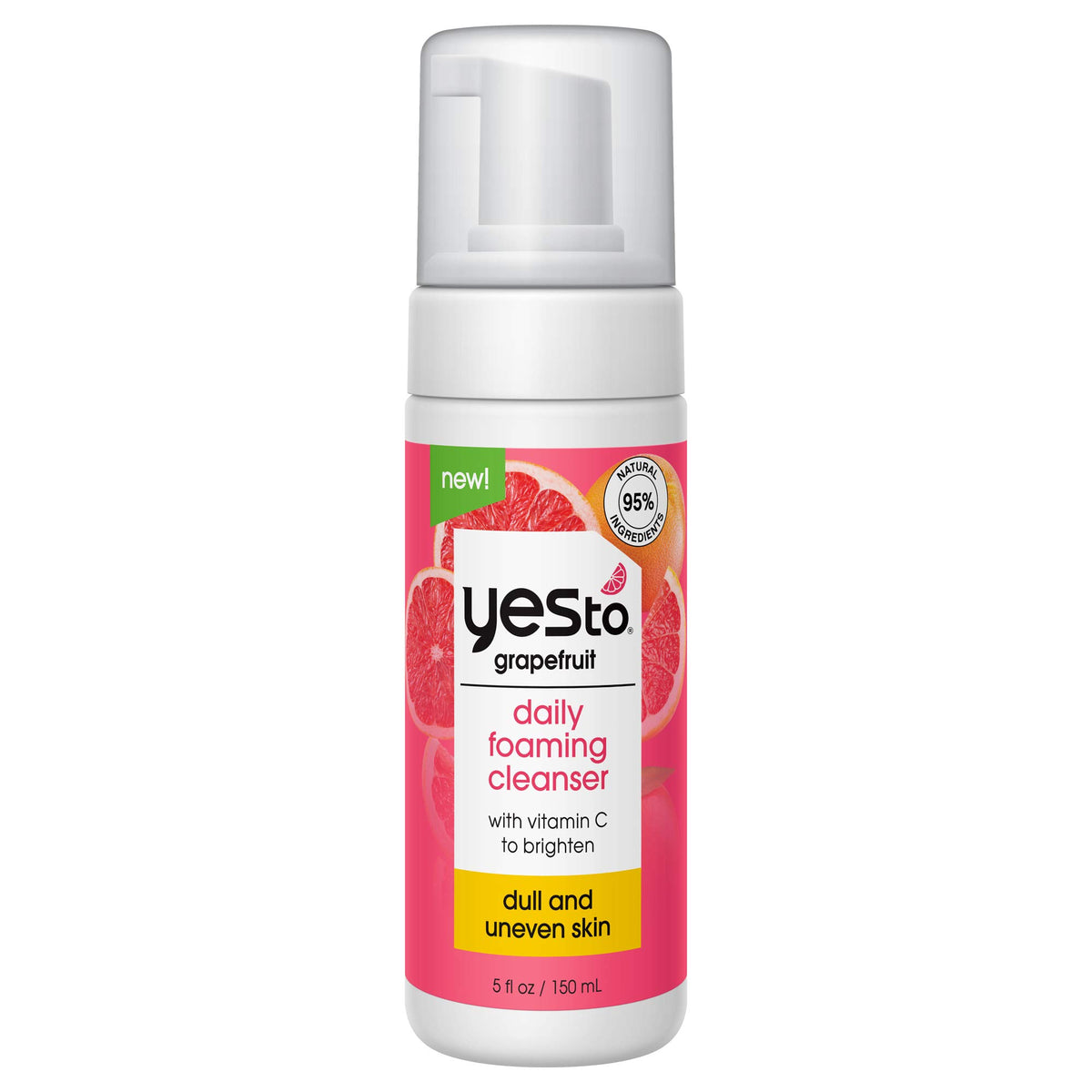 Yes To grapefruit front packaging showing bright bottle and benefit