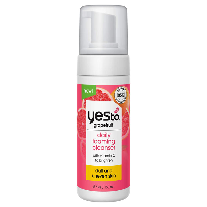Yes To grapefruit front packaging showing bright bottle and benefit