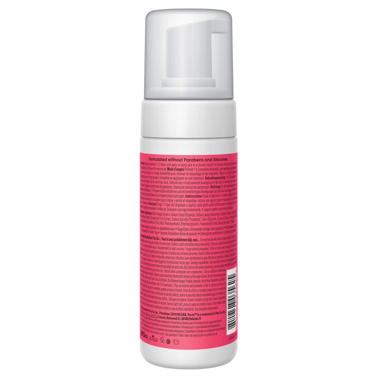 Yes To grapefruit pump dispensing foam for easy daily cleansing