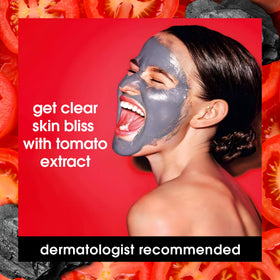 Yes To Tomatoes on bathroom shelf in lifestyle scene for daily routine appeal