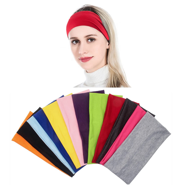 Yeshan front pack shot showing twelve wide colorful headbands and value