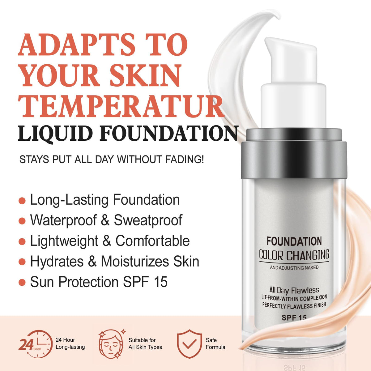 YEUGSCKA open cap dispensing foundation drop for easy controlled application