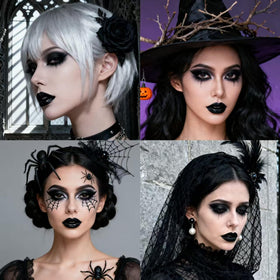 Yeweian full cosplay look on model for Halloween-ready dramatic makeup