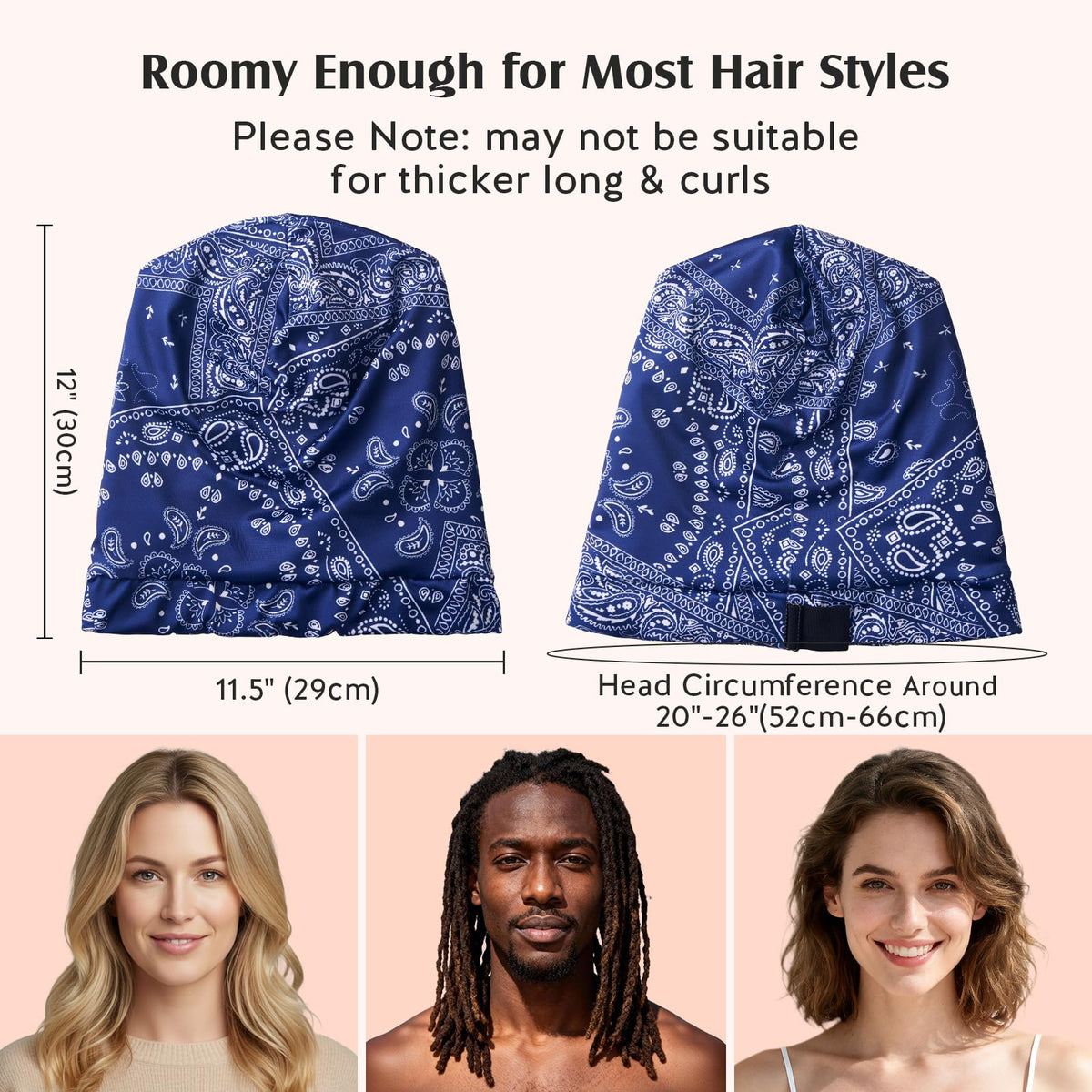 YFONG bonnet containing curly hair to preserve volume and prevent tangles