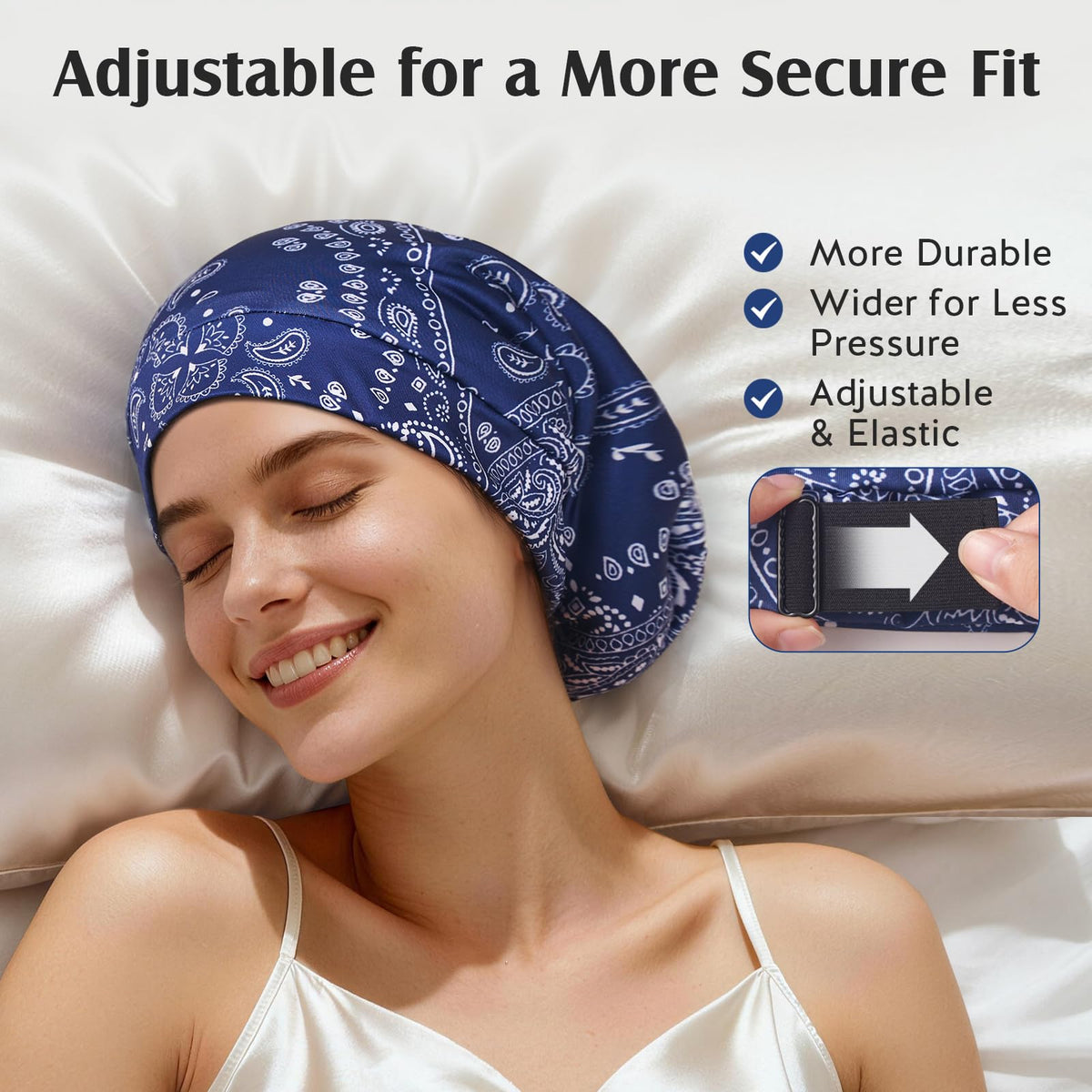 YFONG bonnet worn while sleeping to protect hair and reduce frizz