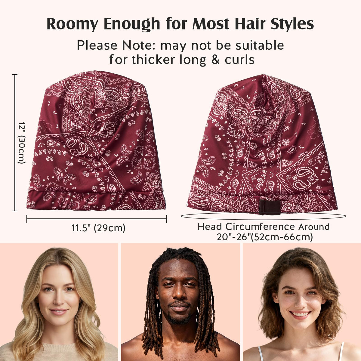YFONG pictured holding curly hair to show roomy interior capacity