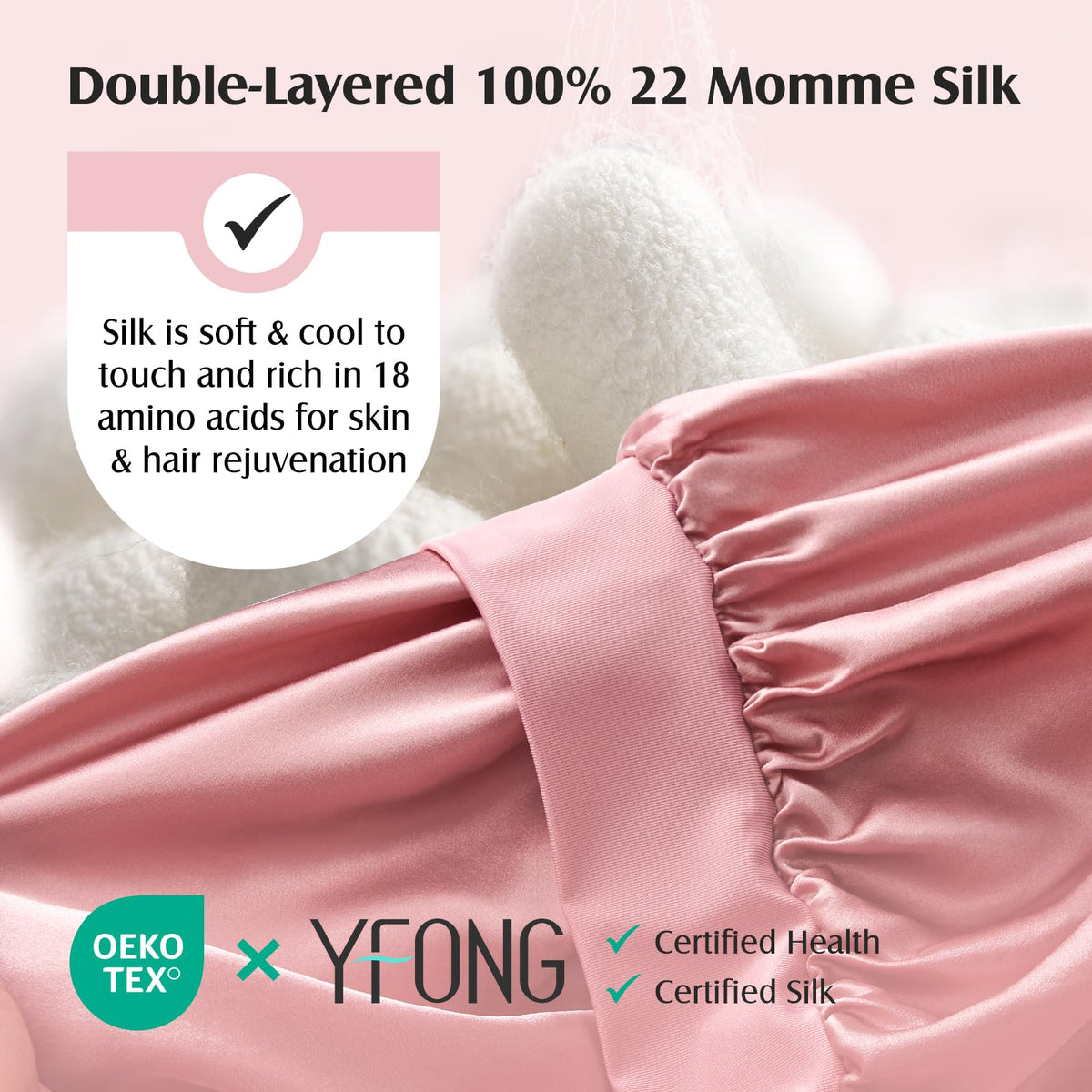 YFONG close-up of double-layer silk showing smooth texture and gentle protection