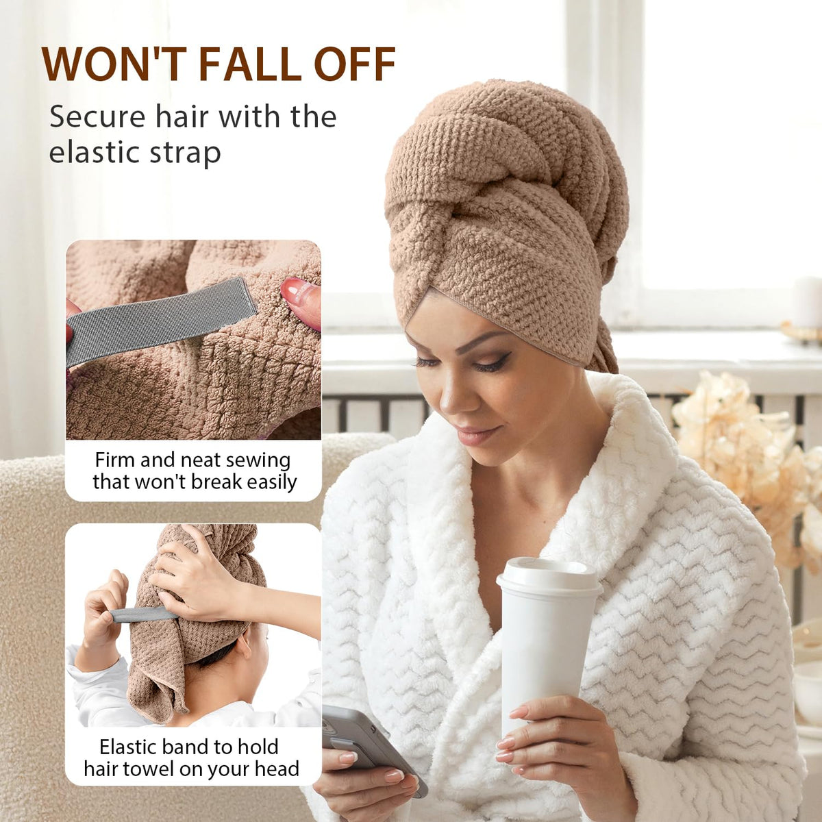 YFONG elastic band and button detail for secure fit and slip-free use