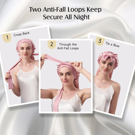 YFONG neatly folded bonnet with care label, easy storage and gentle-care guidance