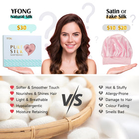 YFONG bonnet worn by curly-haired model preserving curls and reducing frizz