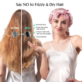 YFONG bonnet beside ruler showing 68 cm length, demonstrates roomy fit for long hair