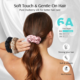 YFONG pink scrunchie on wrist illustrating comfortable wear and no marks benefit