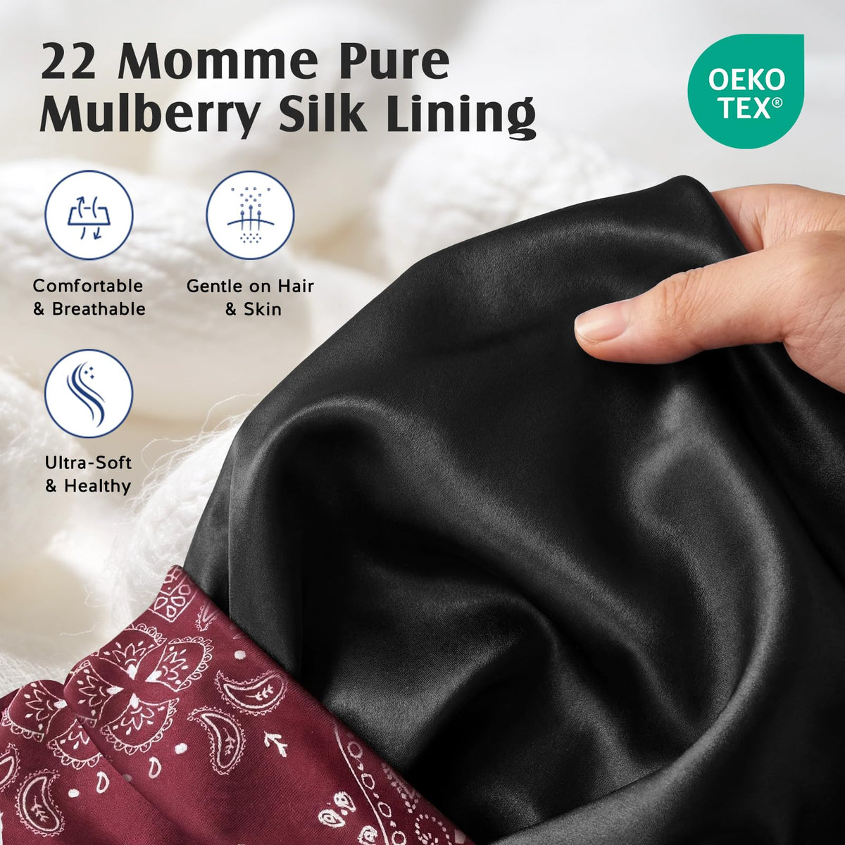 YFONG silk lining close-up displaying smooth texture for reduced friction