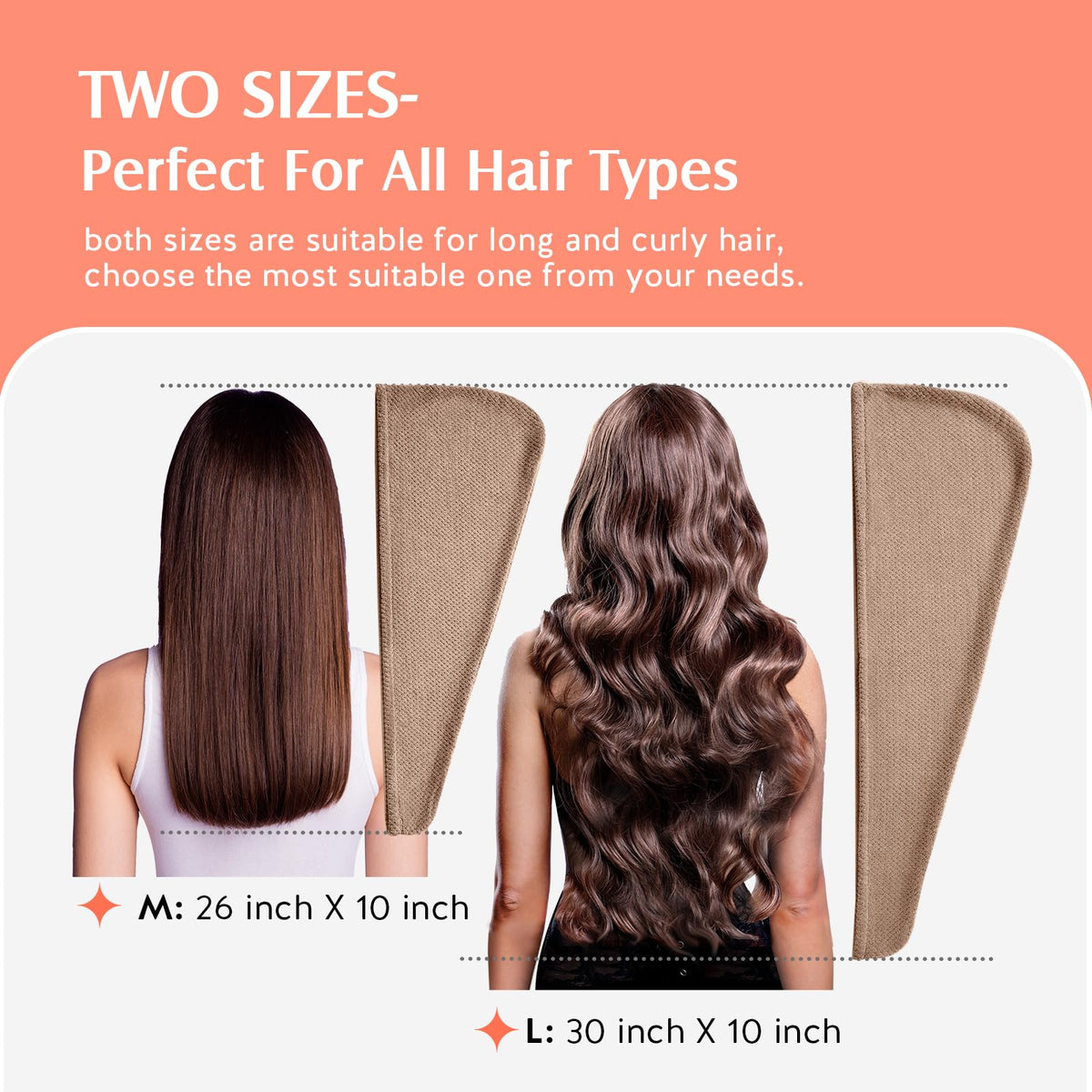 YFONG towel wrapped on model demonstrating lightweight comfort and frizz reduction benefit