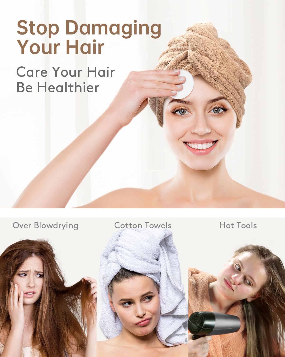 YFONG hair wrap on curly hair showing reduced frizz benefit