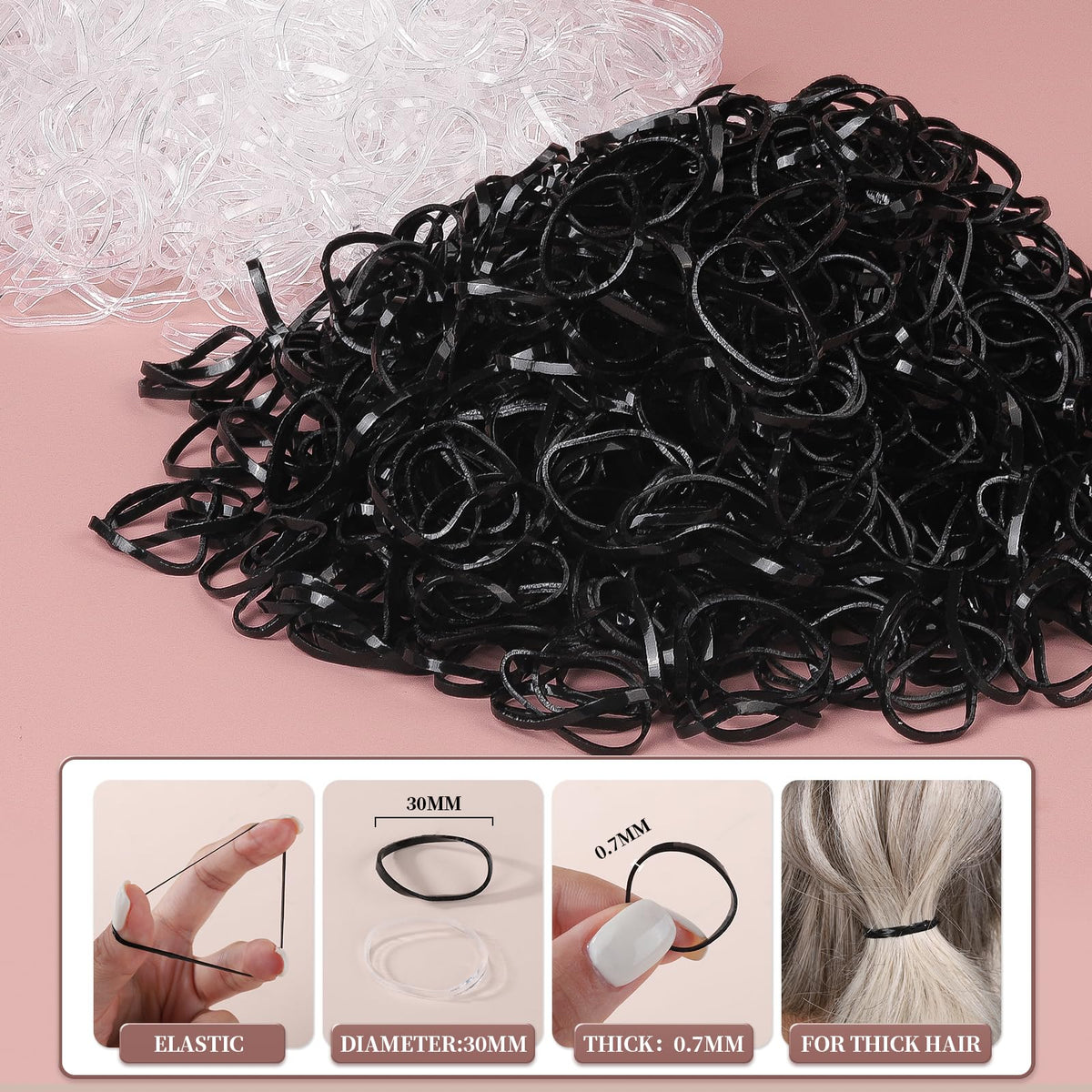 YGDZ black elastics close-up illustrating durable elastic and tidy hold