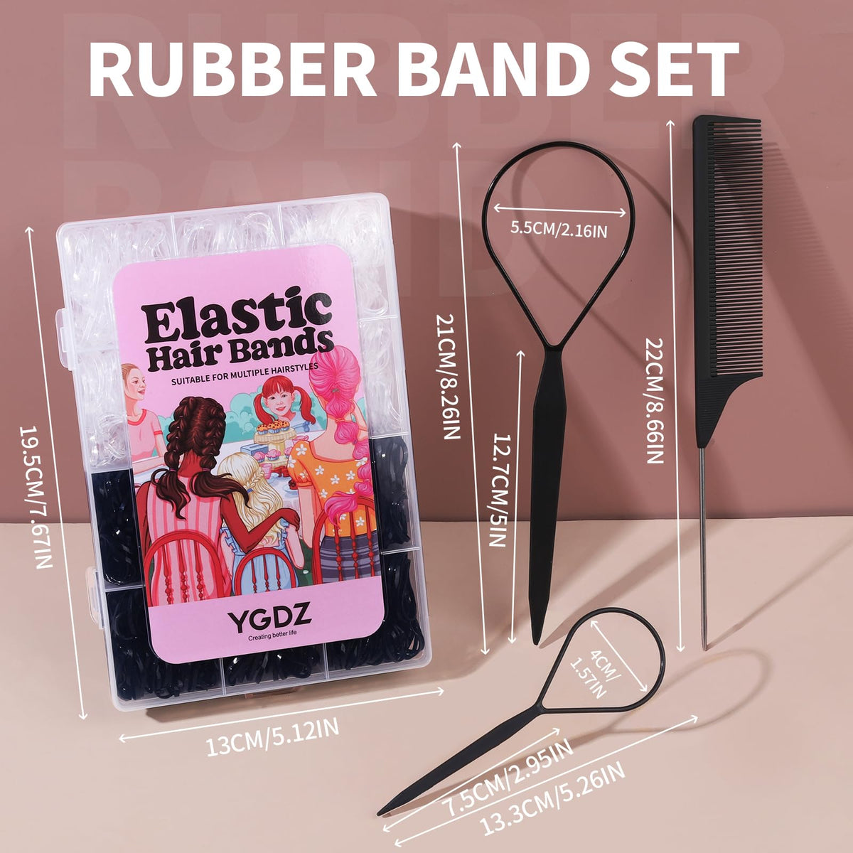 YGDZ clear elastics close-up showing smooth coating for easy removal