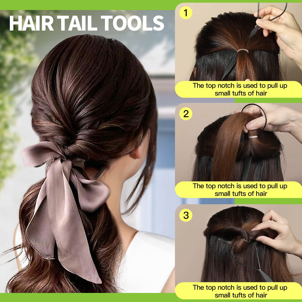 YGDZ hair in use ponytail demonstrating secure, low-damage hold