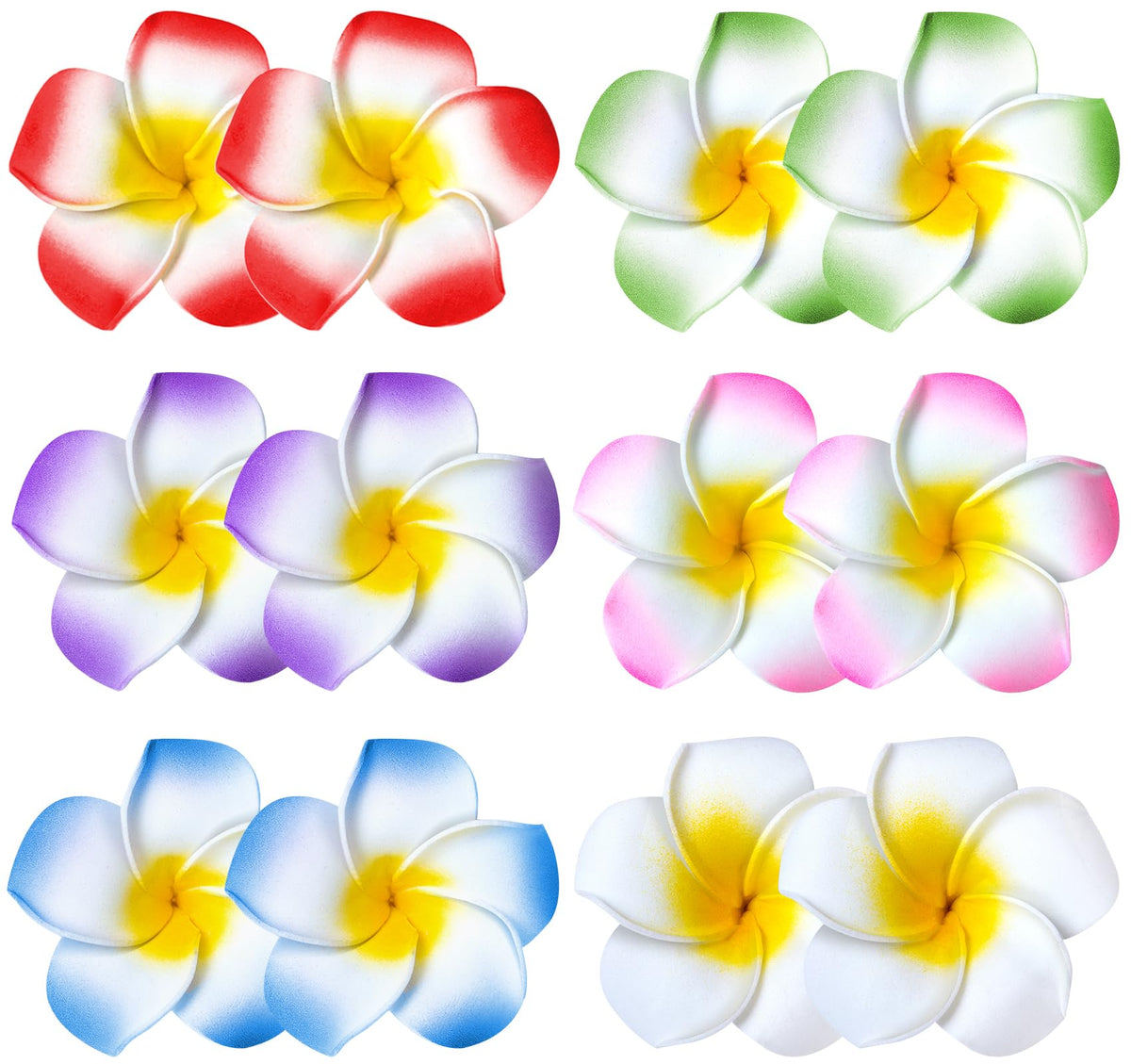 YHmall front packaging showing 24 colorful plumeria clips for easy party prep