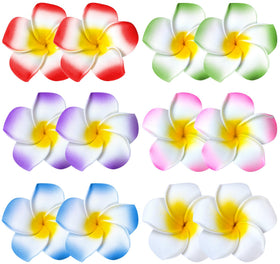 YHmall front packaging showing 24 colorful plumeria clips for easy party prep