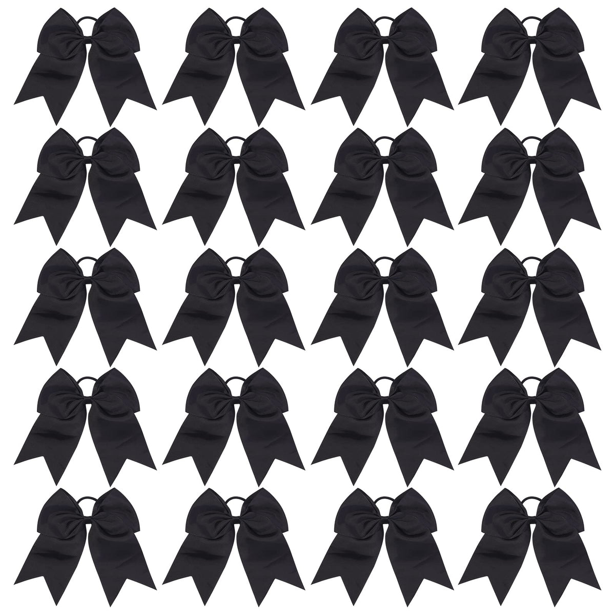 YHXX YLEN front pack of 20 black cheer bows showing quantity and presentation benefit