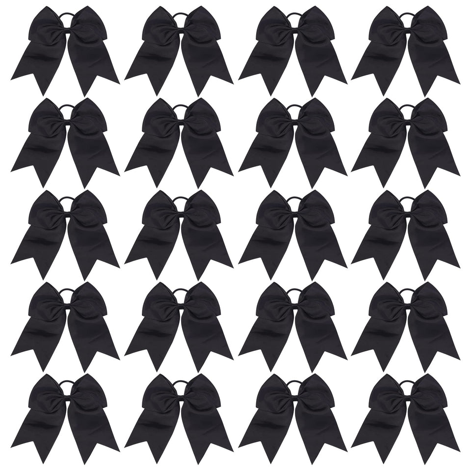 YHXX YLEN front pack of 20 black cheer bows showing quantity and presentation benefit