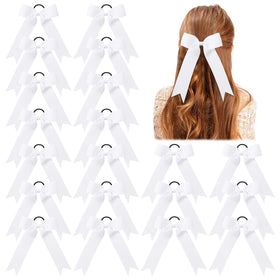 YHXX YLEN front view of 20 white cheer bows showing uniform set benefit