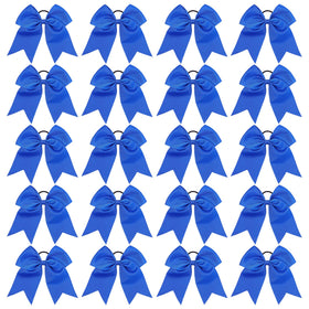 YHXX YLEN front view of 20 blue cheer bows, bold team-ready look