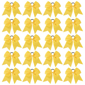 YHXX YLEN front view of 20 yellow cheer bows showing full set and packaging benefit: ready-to-use