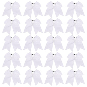 YHXX YLEN front view of 20 white cheer bows showing bundle benefit
