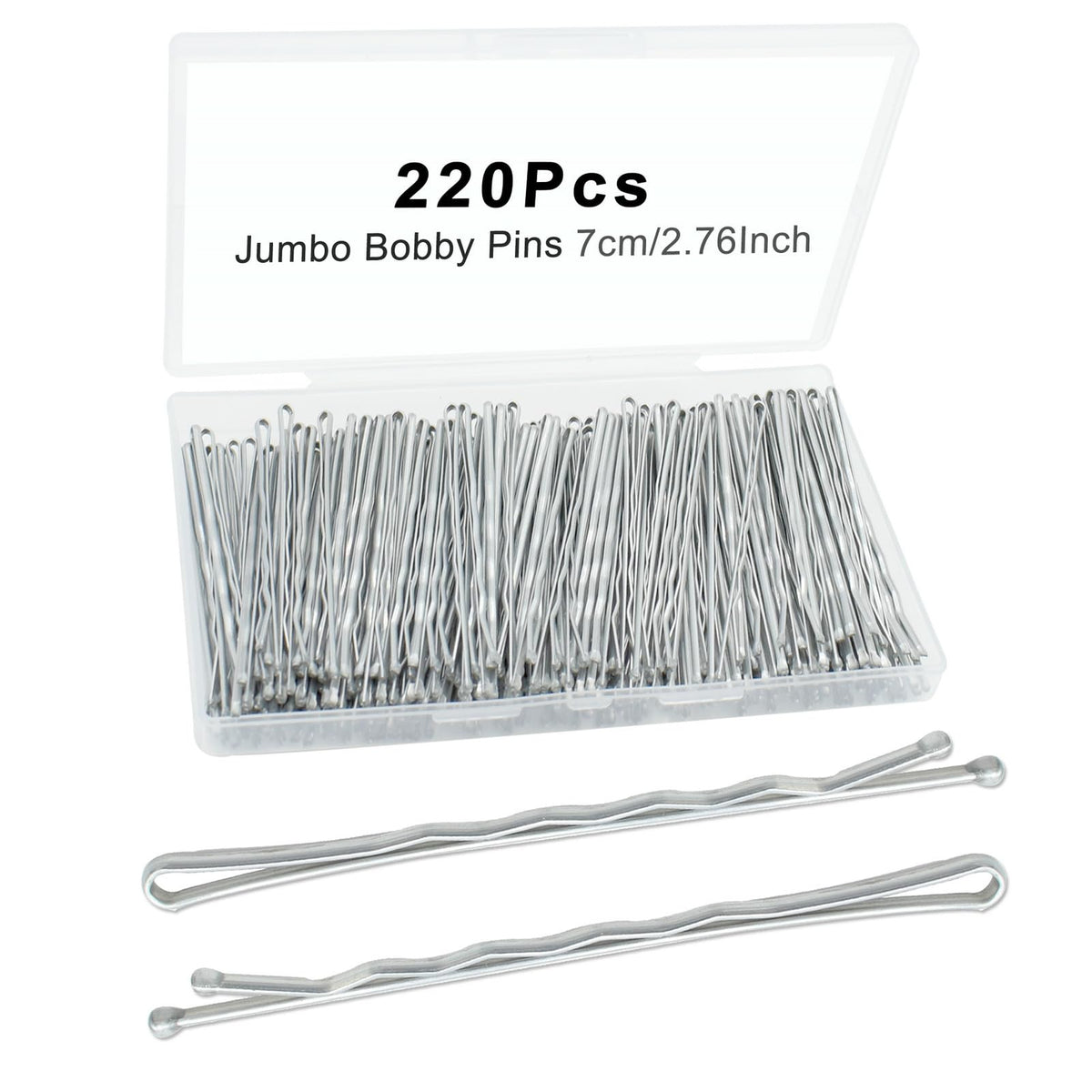 YINGFENG front packaging showing 220 silver bobby pins and clear storage box for easy access