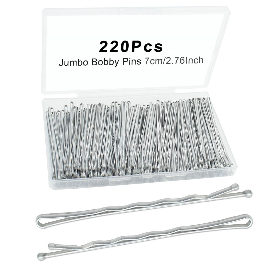 YINGFENG front packaging showing 220 silver bobby pins and clear storage box for easy access