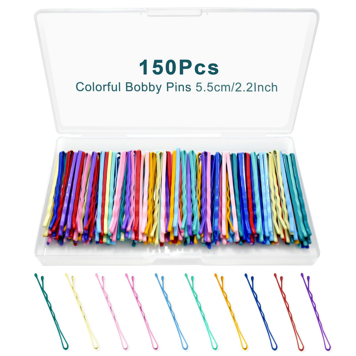 YINGFENG clear box of 150 bobby pins showing neat storage and convenience