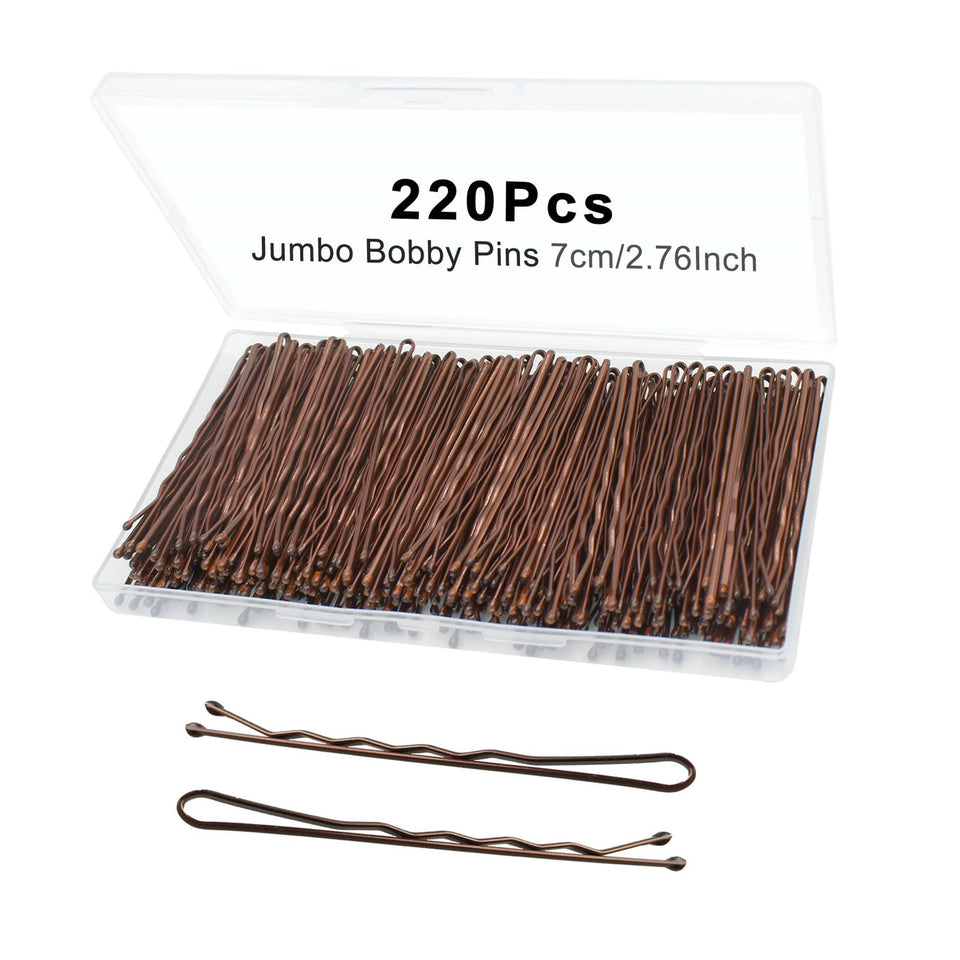 YINGFENG front packaging showing 220 jumbo brown bobby pins and box, neat supply