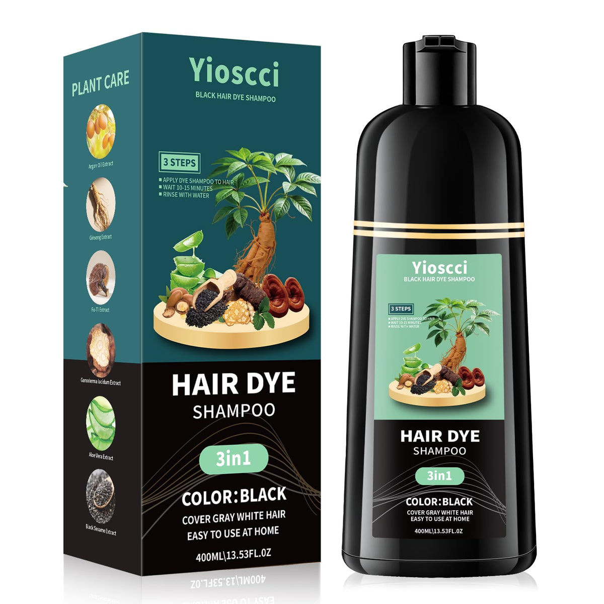 Yioscci front packaging showing bottle and benefits