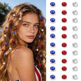 YISSION front view of 30-piece red white blue clips adds patriotic flair