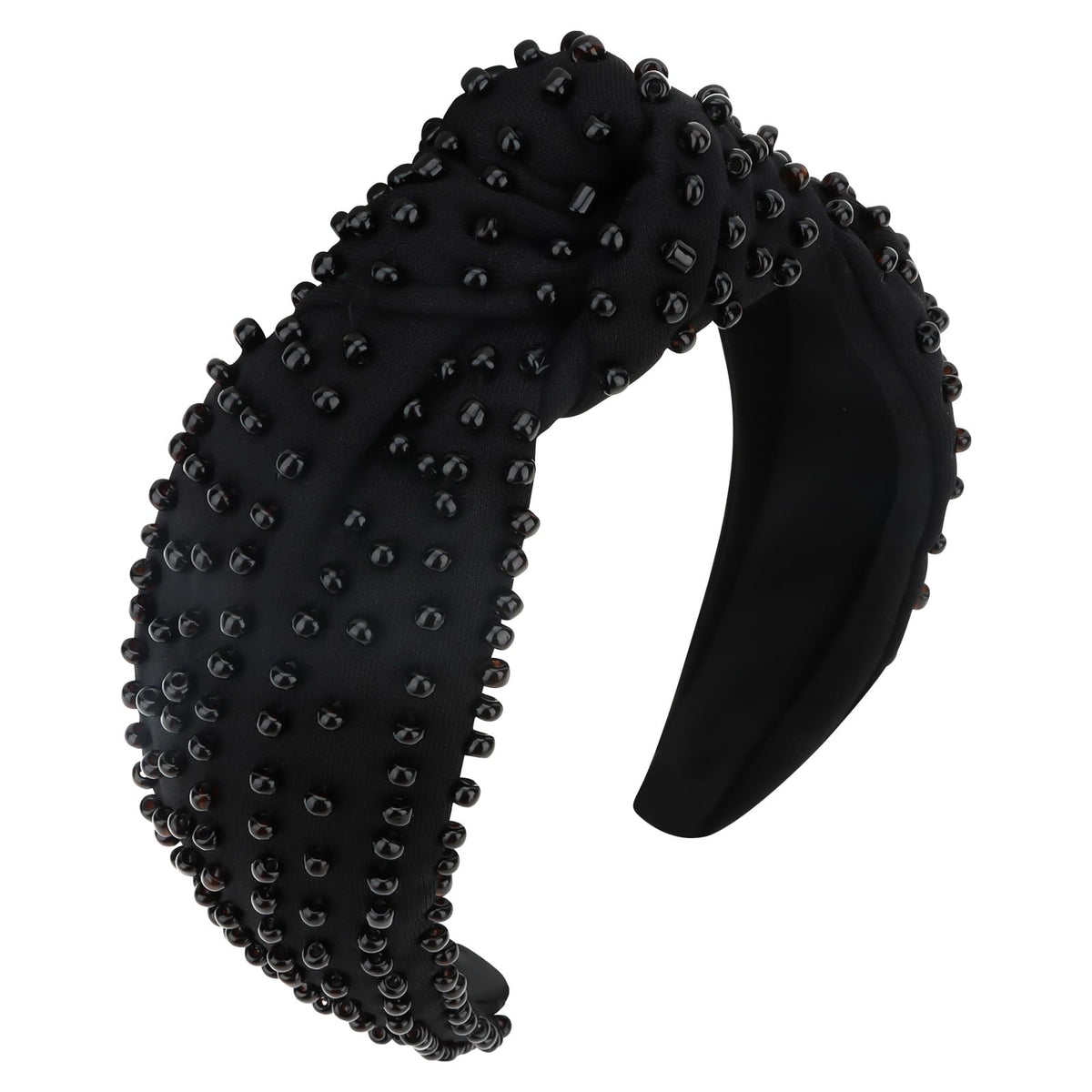 YISSION pearl headband front view showing elegant knotted design and wearable shine
