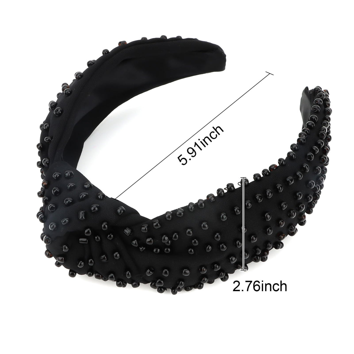 YISSION headband next to ruler demonstrating 2.76-inch width and size fit