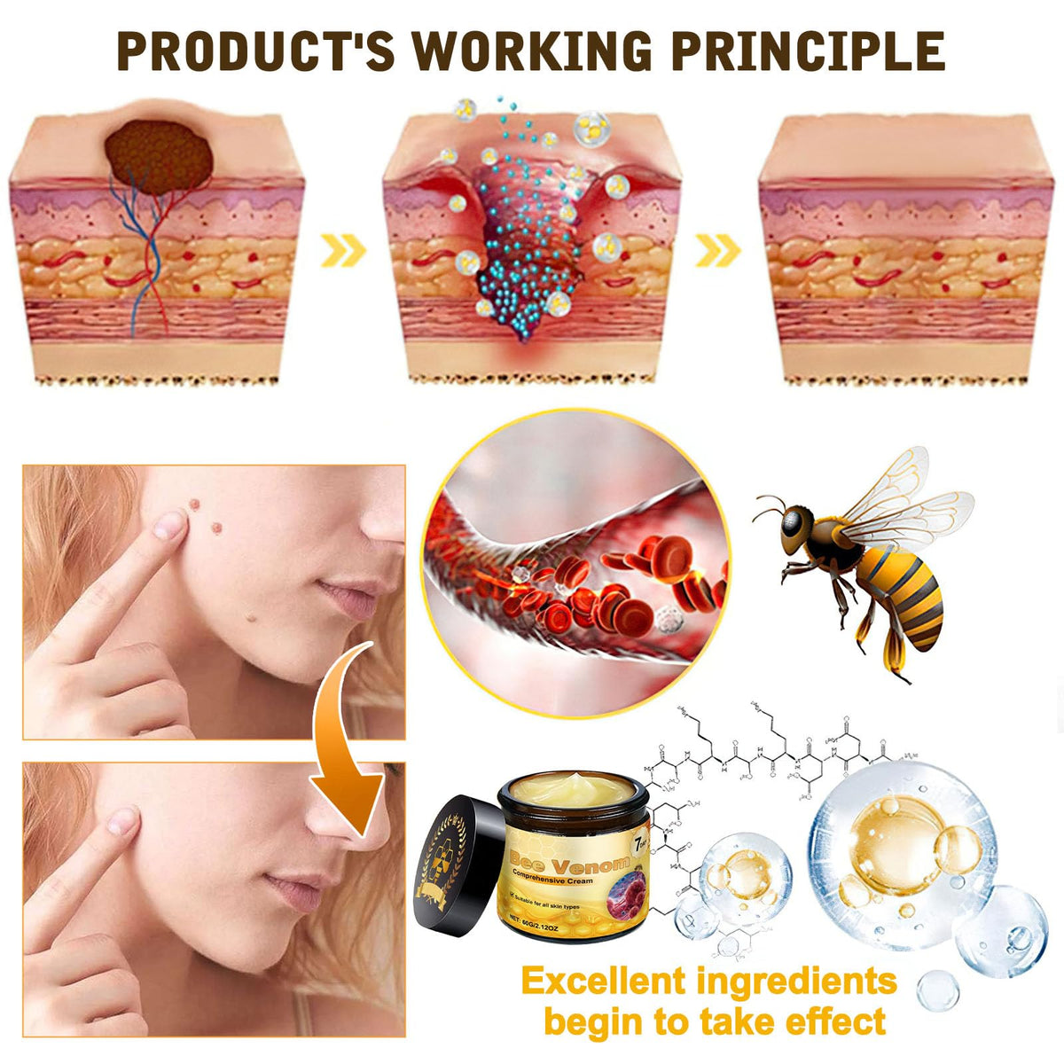 YIVANNUO bee venom essence closeup highlighting natural active ingredient