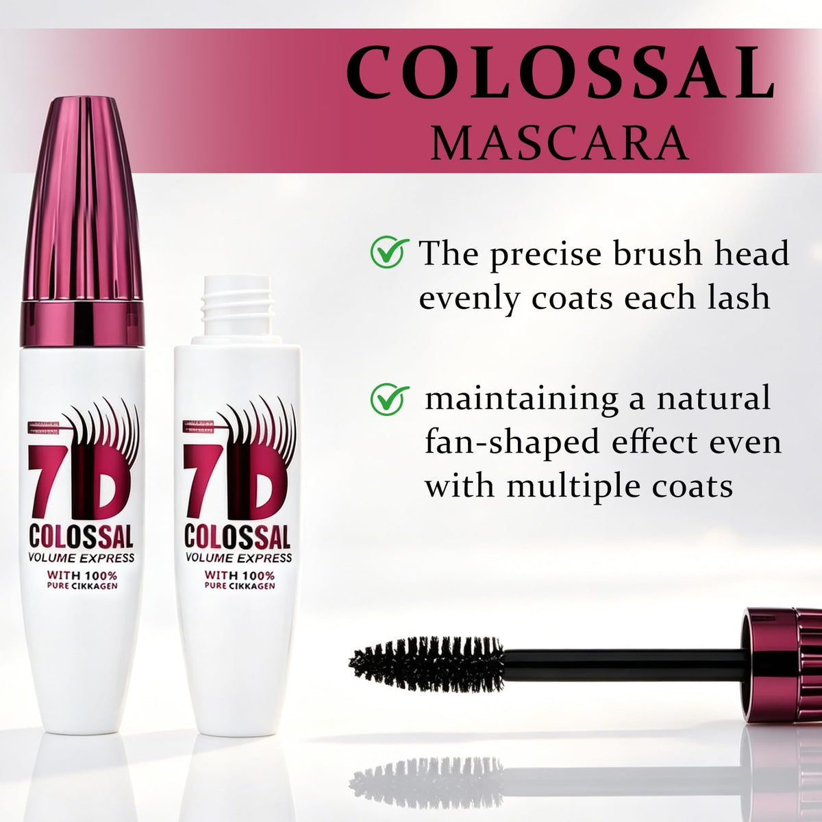 YJW mascara in use applying curl and volume for all-day wear benefit