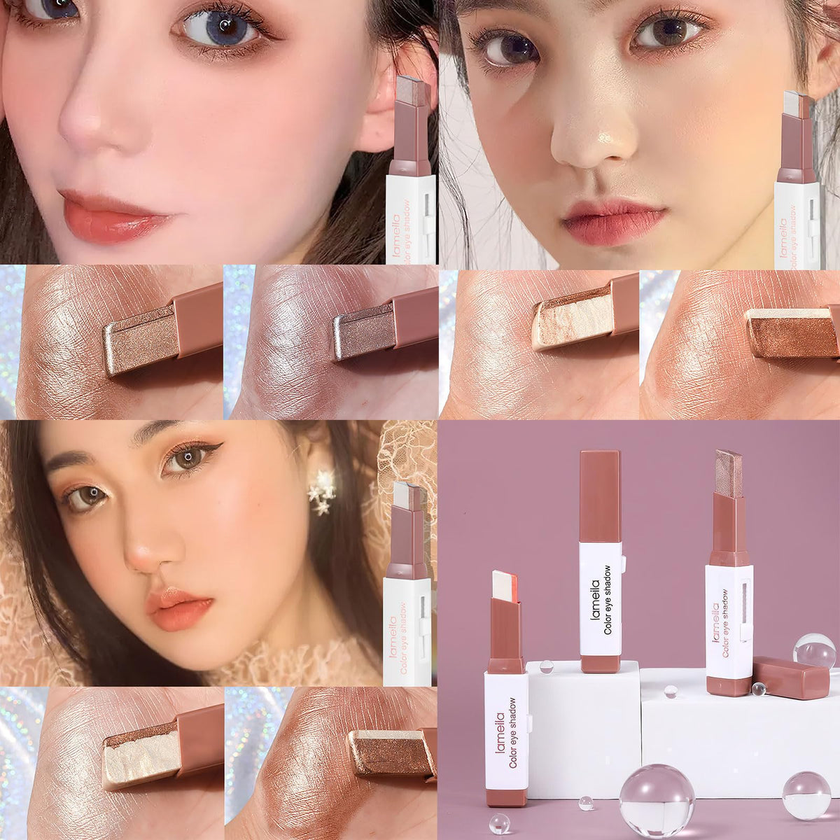 Ylapagne swatches on arm demonstrating brown gradient and shimmer options