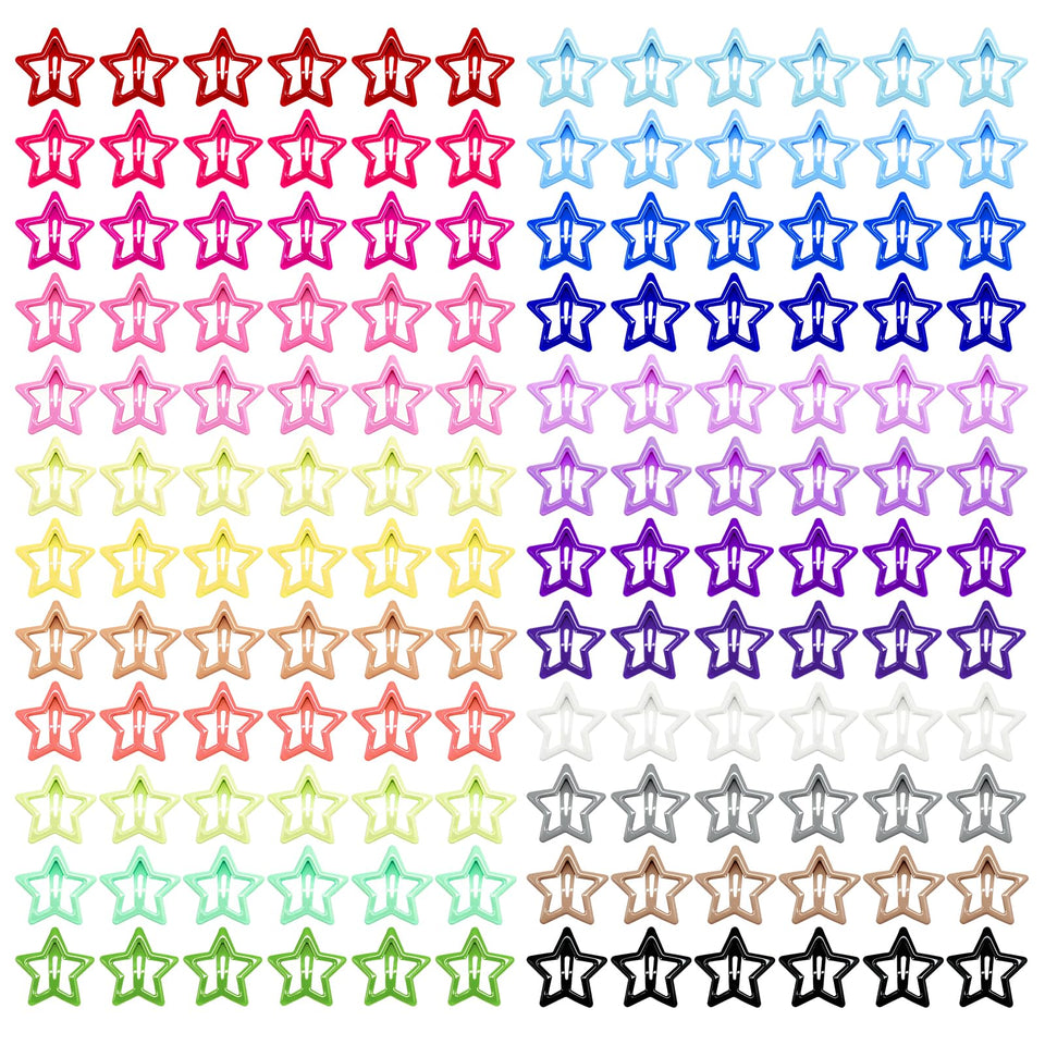 YLMUSU front view of boxed 144-piece star clips showing colors and case benefit organized storage