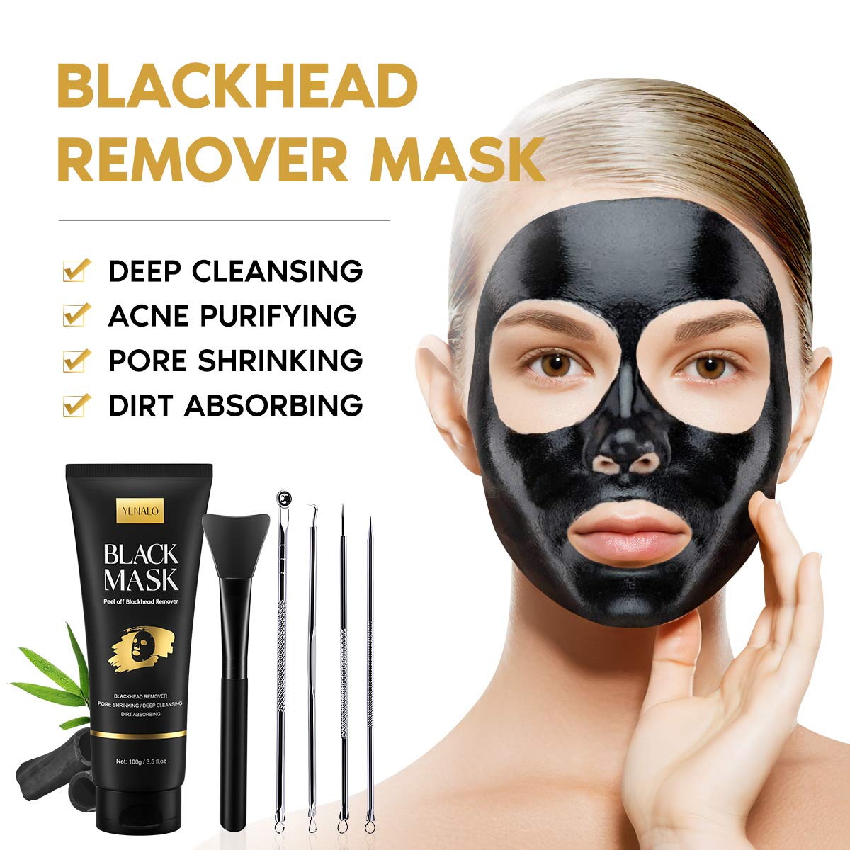 YLNALO charcoal mask texture closeup showing thick black gel consistency
