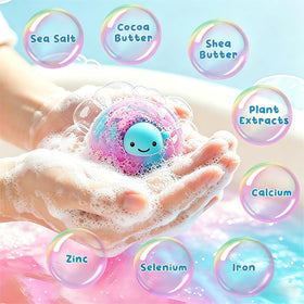YLXYZUAD bath bomb next to a coin showing 2.1oz scale for size clarity