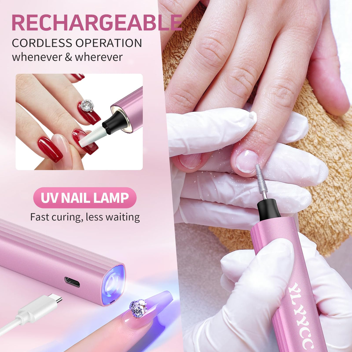 YLYYCC UV lamp illuminated with surround LEDs for faster, even gel curing