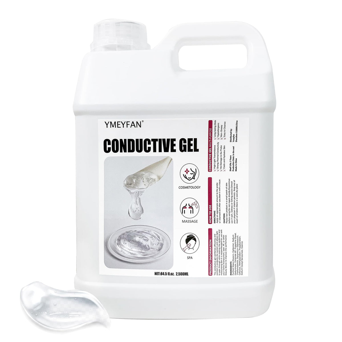 YMEYFAN front bottle showing 2.5L label and durable packaging benefit