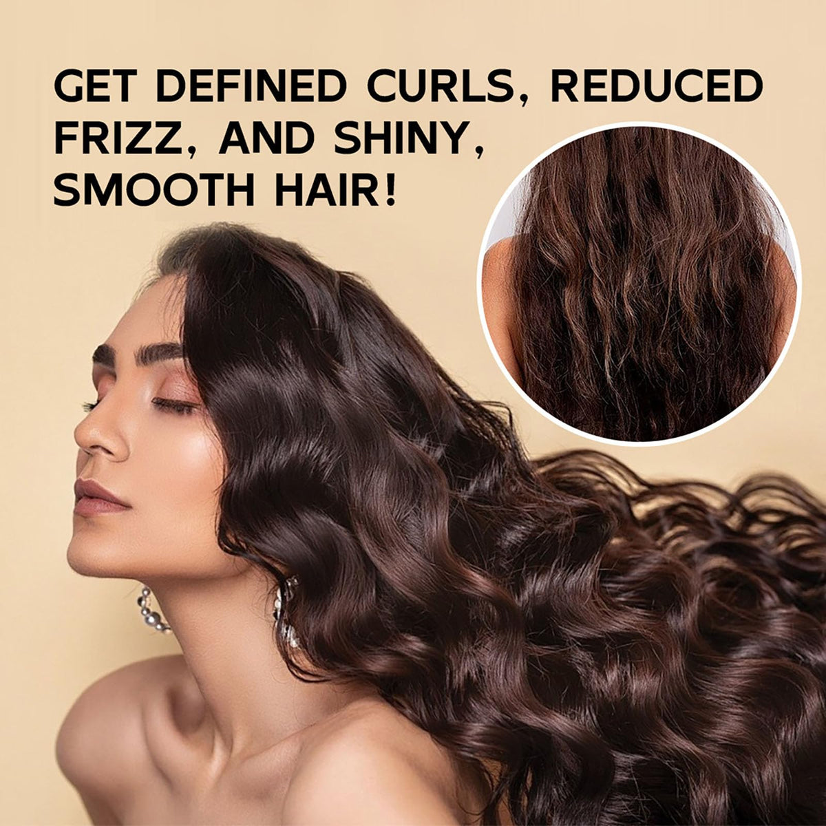 Yniquet before and after curls demonstrating reduced frizz and definition